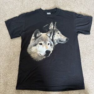 Vintage Wolf T-Shirt Black Size M Retro Wolves